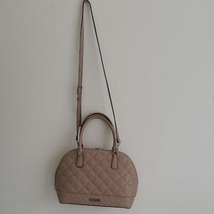 Guess Taupe Quilted Satchel